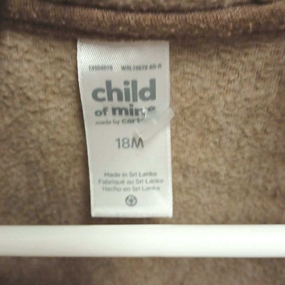 🕳🩷CHILD OF MINE Boys 18M Hooded Sweatshirt Jacket. Brown - Picture 5 of 8